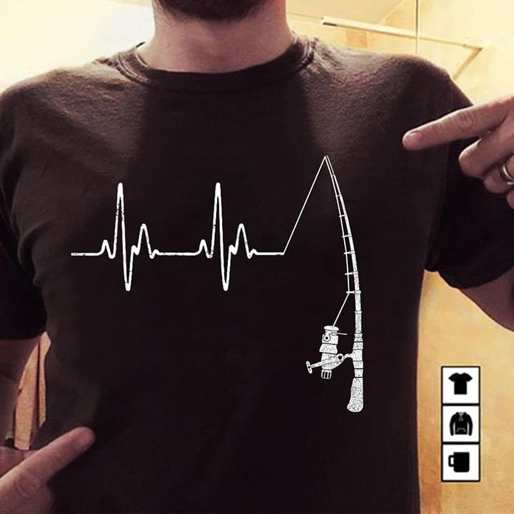 Heart Beat Fishing T-Shirt - TeeNavi