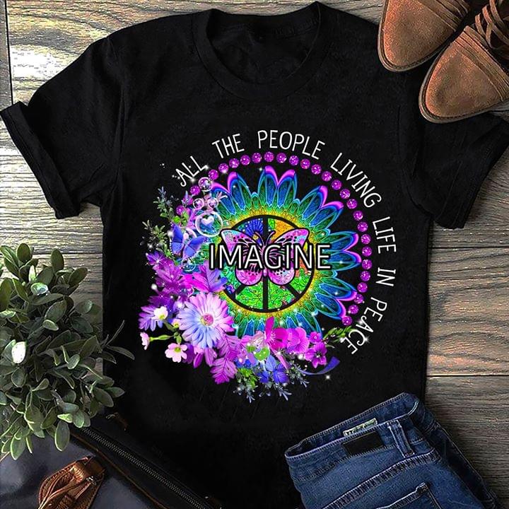 Imagine All The People Living Life In Peace Floral