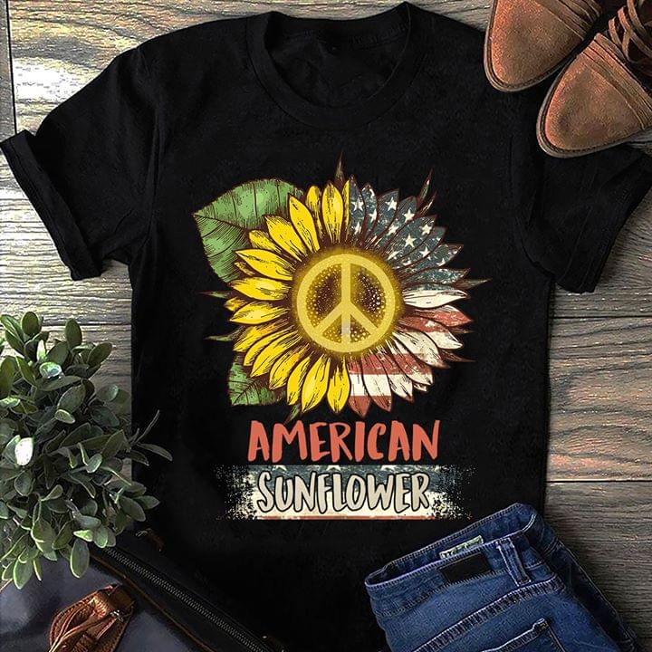 American Sunflower Peace Sign Flag