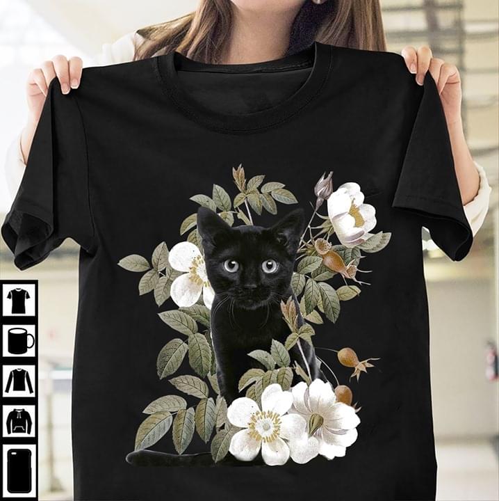 Black Cat With Flower