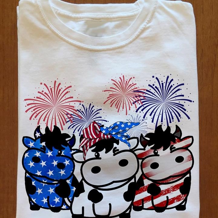 Milk Cow Firework Flag American Independence Day
