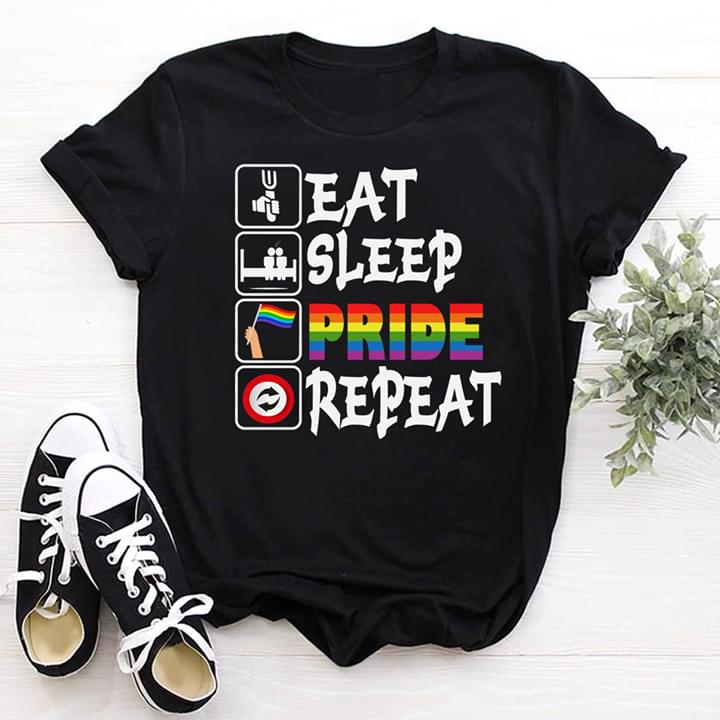 Eat Sleep Pride Repeat LGBT Flag
