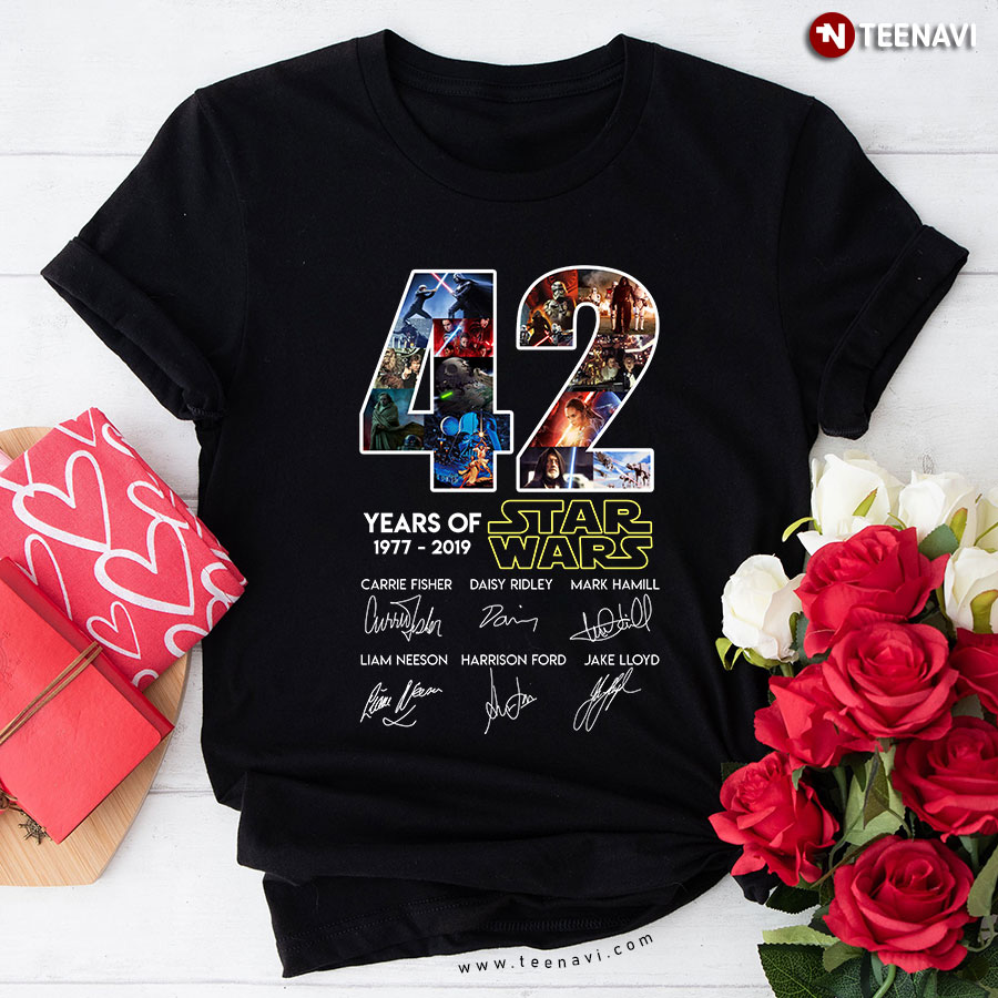 42 Years Of Star Wars 1977 2019 Signatures T-Shirt