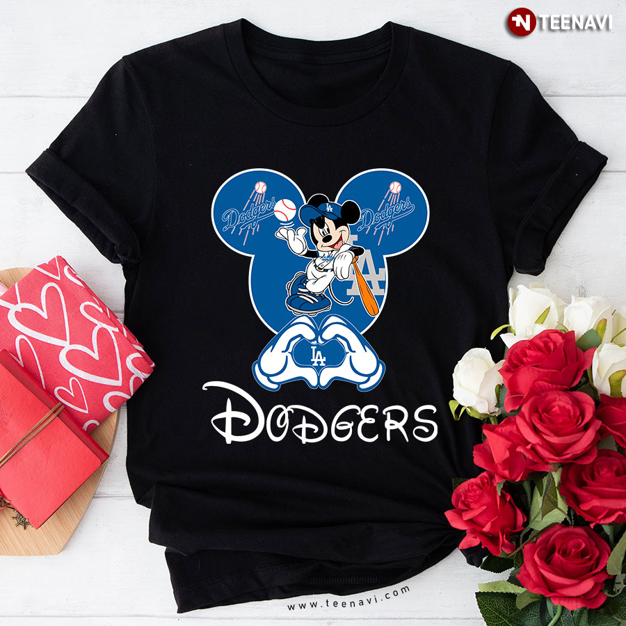 Disney Mickey Mouse Loves Los Angeles Dodgers Heart T-Shirt