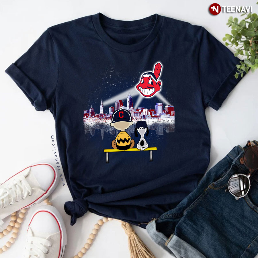 Charlie And Snoopy Watching Cleveland Indians T-Shirt
