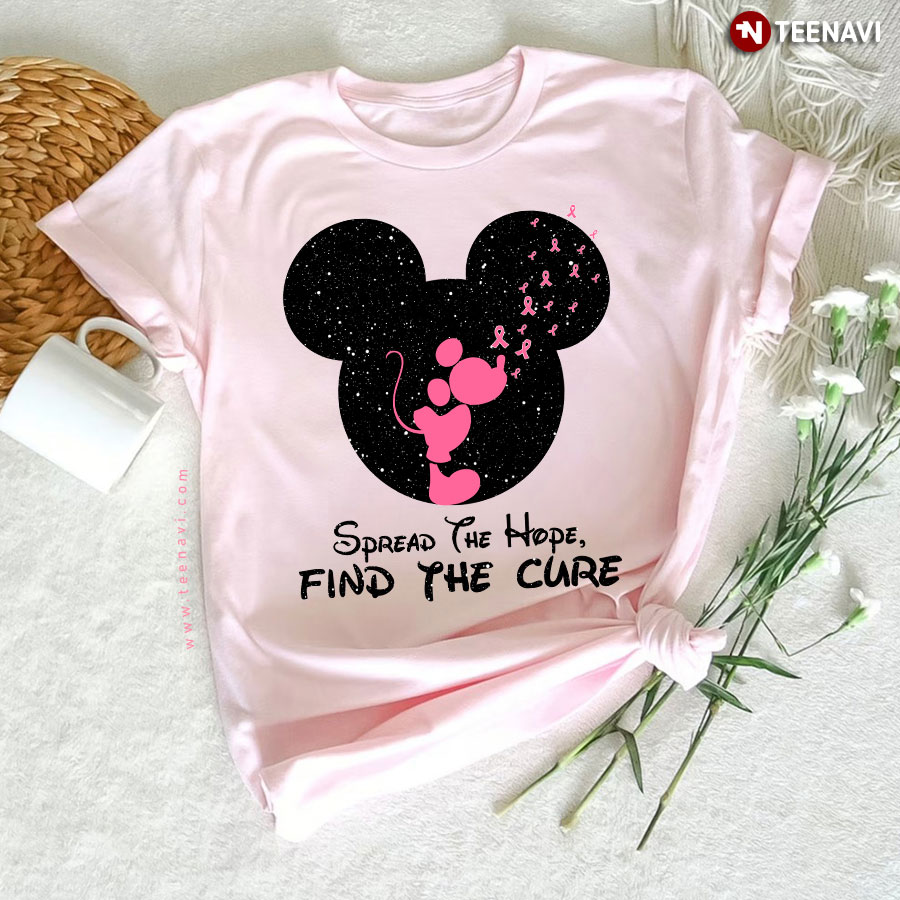 Disney Mickey Mouse Spread The Hope Find The Cure Breast Cancer Awareness T-Shirt