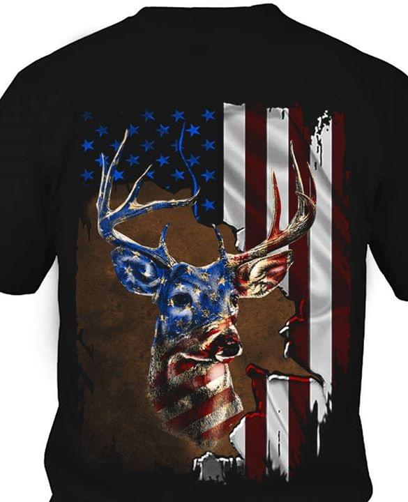 Deer Inside American Flag
