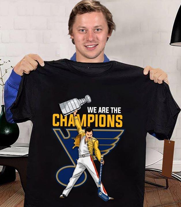 St Louis Blues Shirt We Are The Champions Freddie Mercury St Louis Blues  Gift - Personalized Gifts: Family, Sports, Occasions, Trending