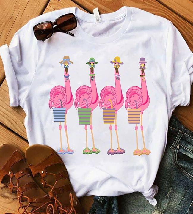 Snazzy Flamingos Going Shopping