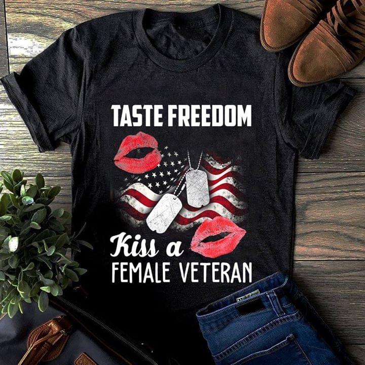 Taste Freedom Kiss American Female Veteran