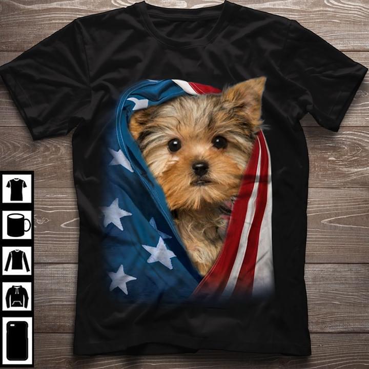 Patriotic Yorkshire Terrier Flag American Independence Day