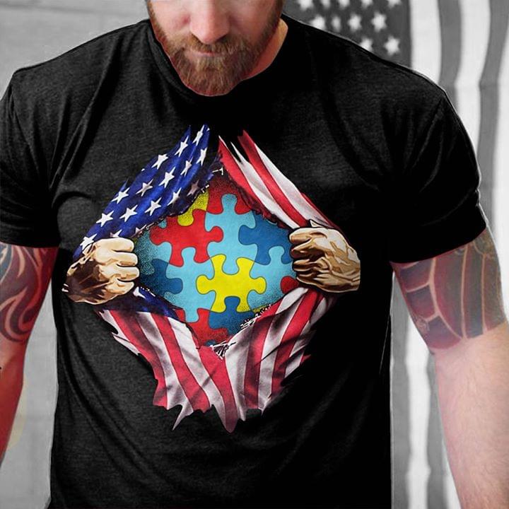Autism Awareness Inside American Flag