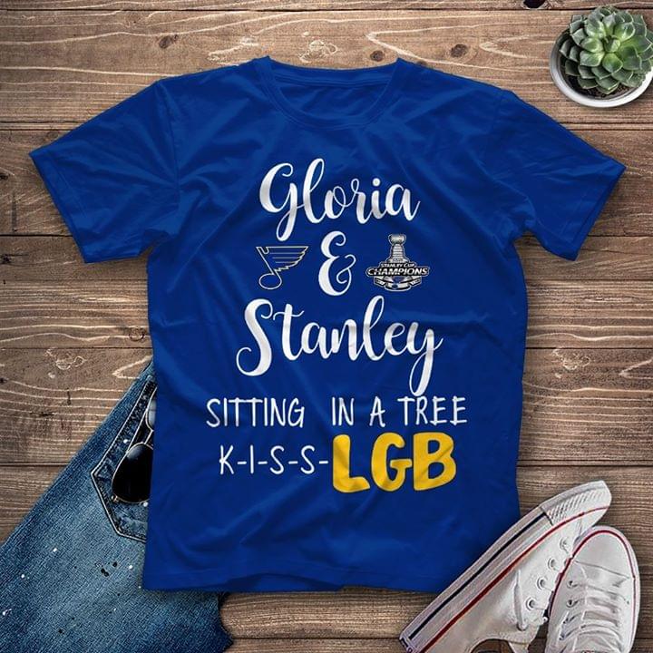 St. Louis Blues Gloria & Stanley Cup Sitting In A Tree K-i-s-s LGB