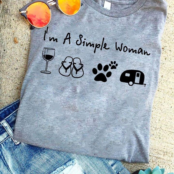 I'm A Simple Woman I Like Wine Shoes Dog And Camping