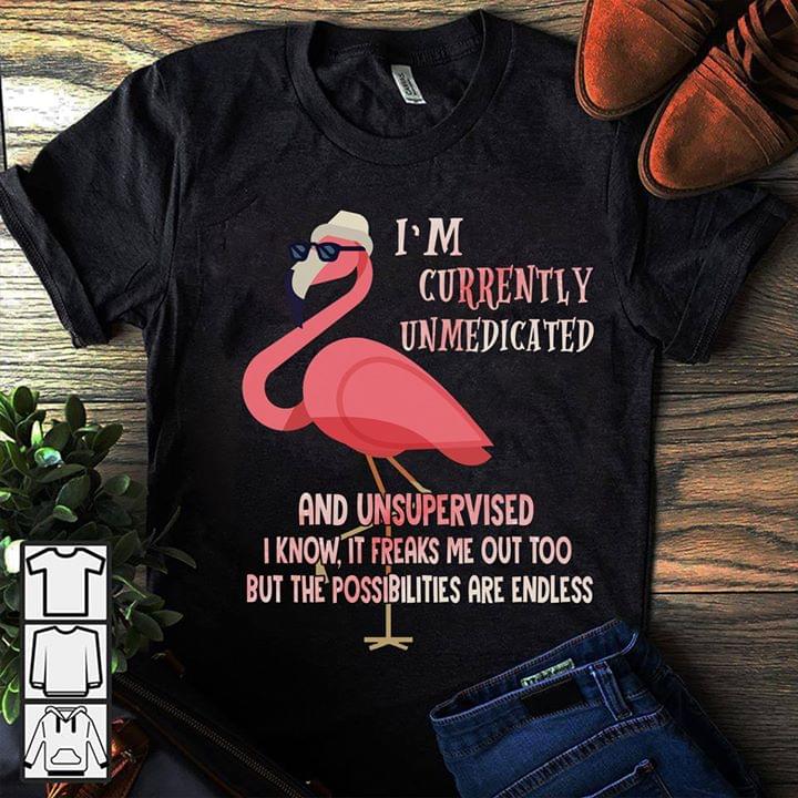 Flamingo I'm Currently Unmedicated And Unsupervised I Know It Freaks Me Out Too