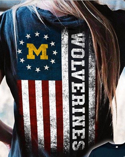 Michigan Wolverines  American Flag
