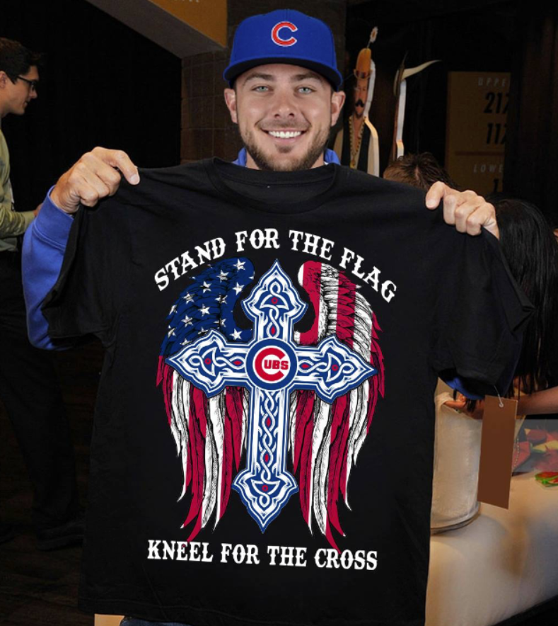 Stand For The Flag Kneel For The Cross Chicago Cubs Angel Wings T