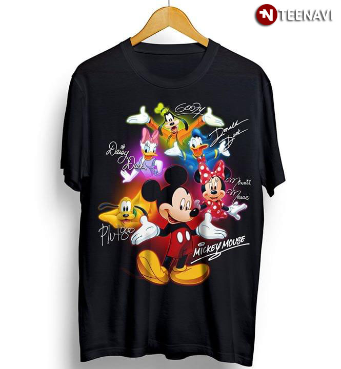 Mickey Donald Goofy Pluto T-Shirt Front Back Design Fab (Men's ...