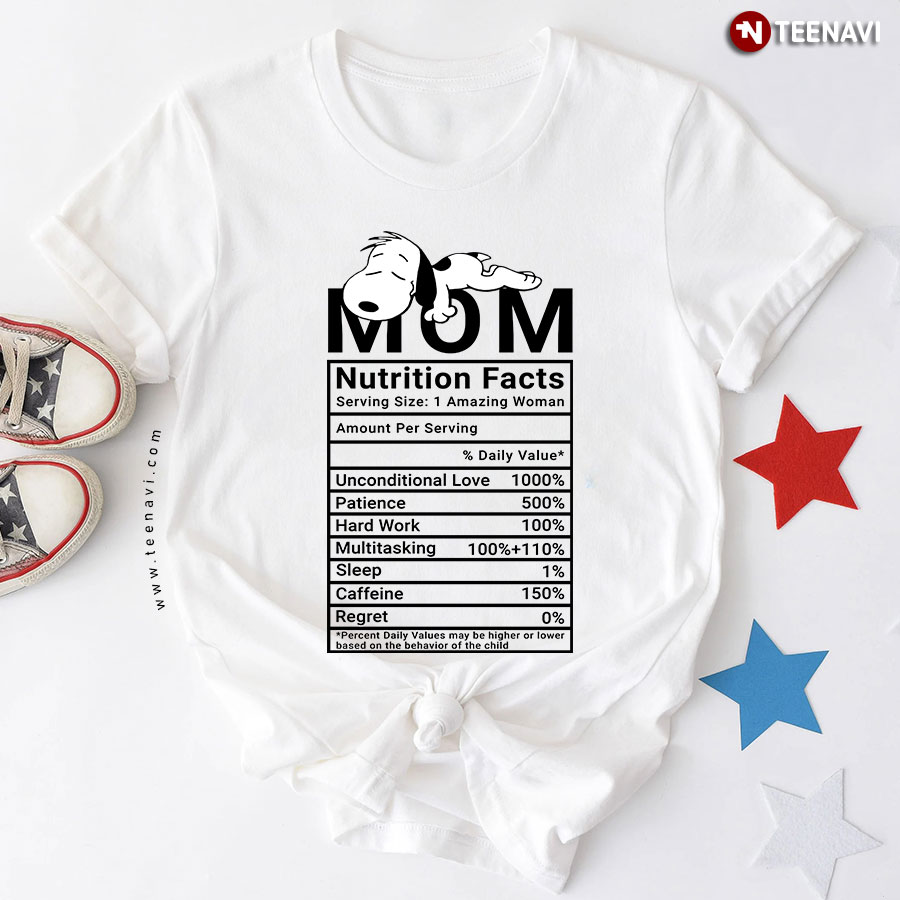 Snoopy Mom Nutrition Facts T-Shirt