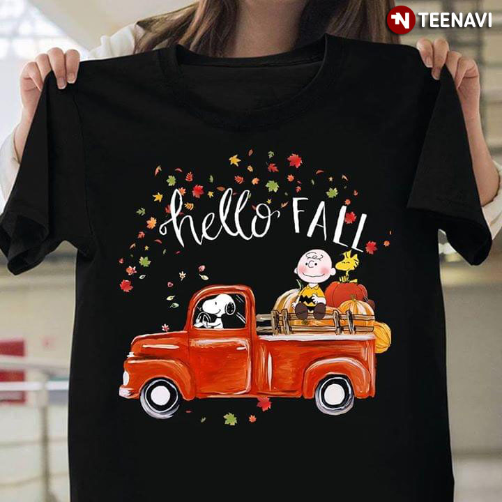 Hello Fall Funny Snoopy Driving Truck Charlie Brown Hardvest