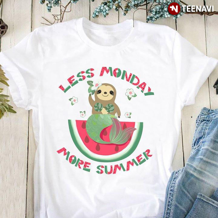 Funny Sloth Mermaid Less Monday More Summer