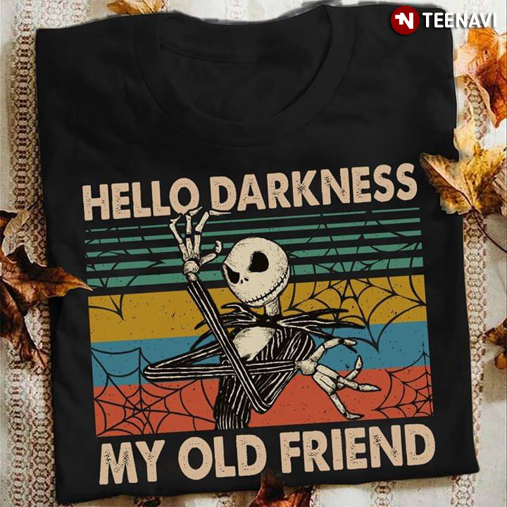 Halloween Jack Skellington Hello Darkness My Old Friend Vintage T-Shirt