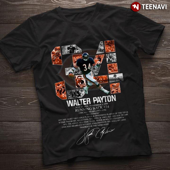 Walter Payton 34 Chicago Bears Running Back T-Shirt - TeeNavi
