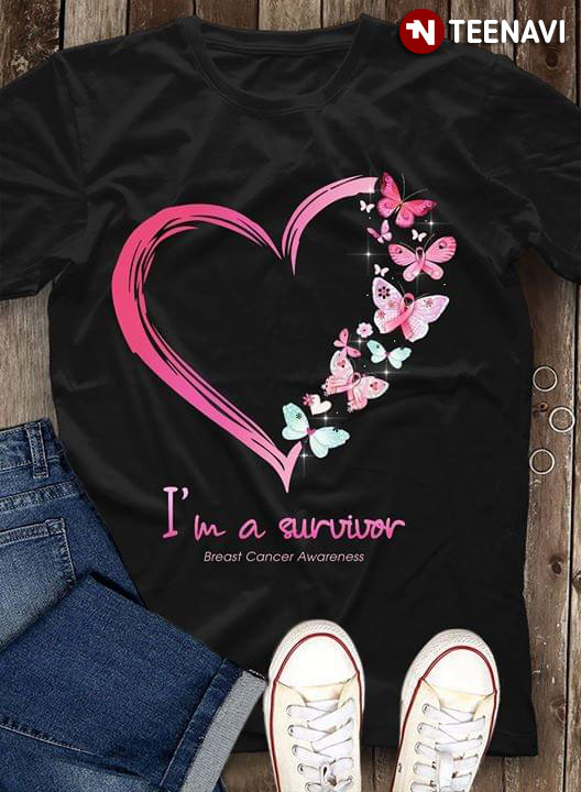 I'm A Survivor Breast Cancer Awareness Heart Butterfly