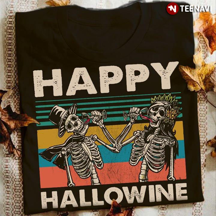 Happy Hallowine Skeletons Vintage