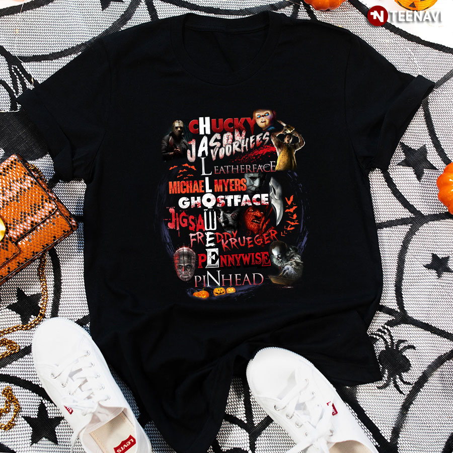 Halloween Chucky Jason Voorhees Leatherface Michael Myers Ghostface Jig Saw T-Shirt