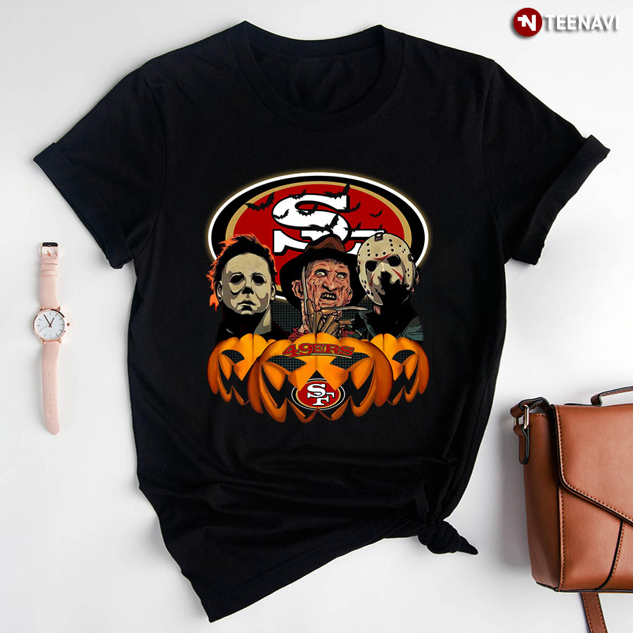 Michael Myers Freddy Krueger Jason Voorhees San Francisco 49ers  Halloween T-Shirt