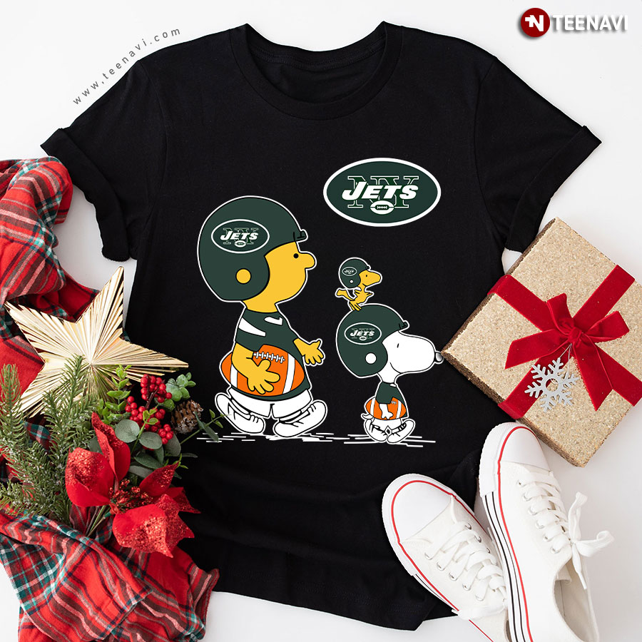 Peanuts Charlie Brown And Snoopy New York Jets T Shirt