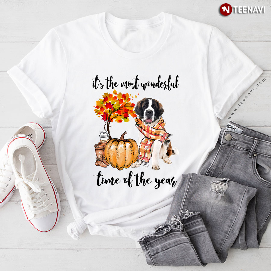 St. Bernard  Fall It's The Most Wonderful Time Of The Year T-Shirt