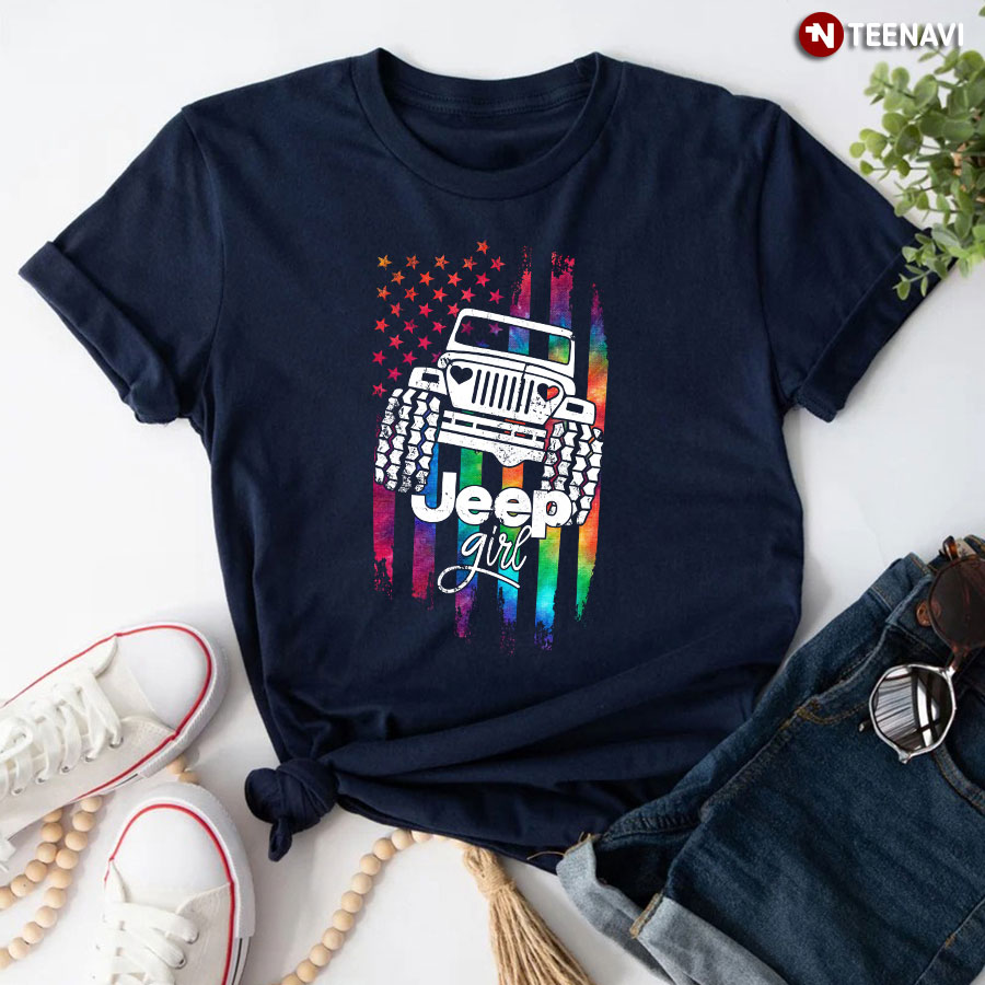 Jeep Girl American Flag T-Shirt