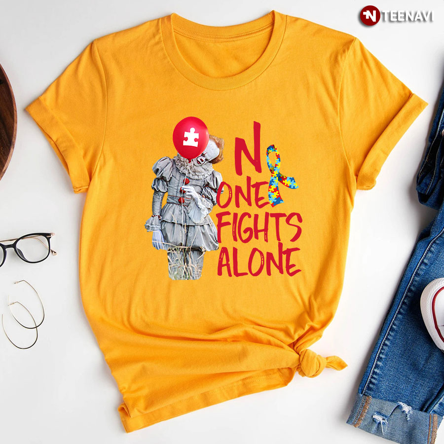 IT Pennywise Autism Awareness No One Fight Alone T-Shirt