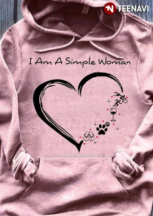 I Am A Simple Woman Love Sport Wine Dog Flip Flop Heart