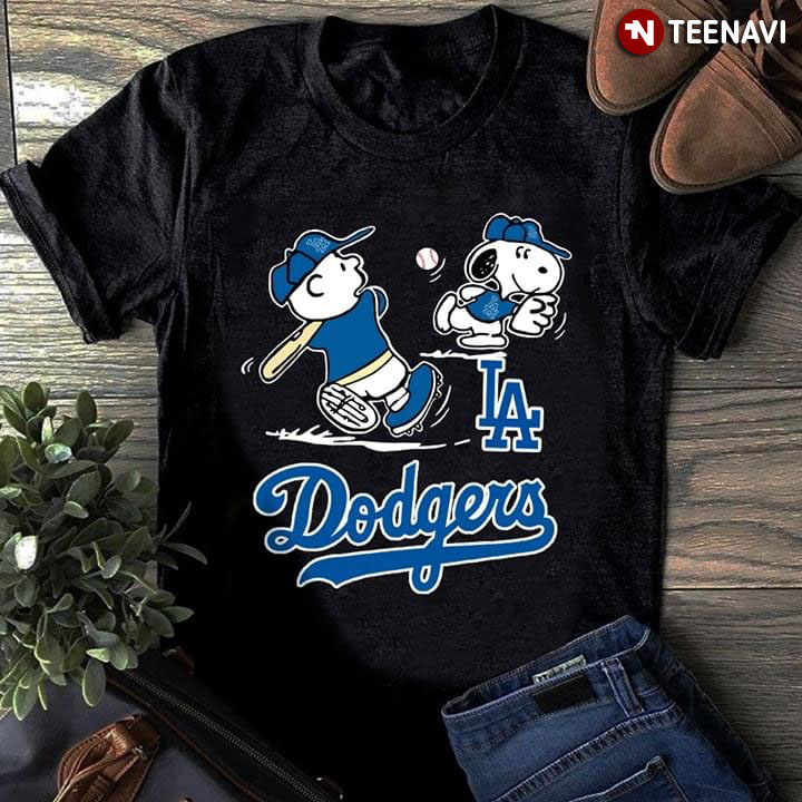 Peanuts Charlie Brown And Snoopy Playing Baseball Los Angeles Dodgers