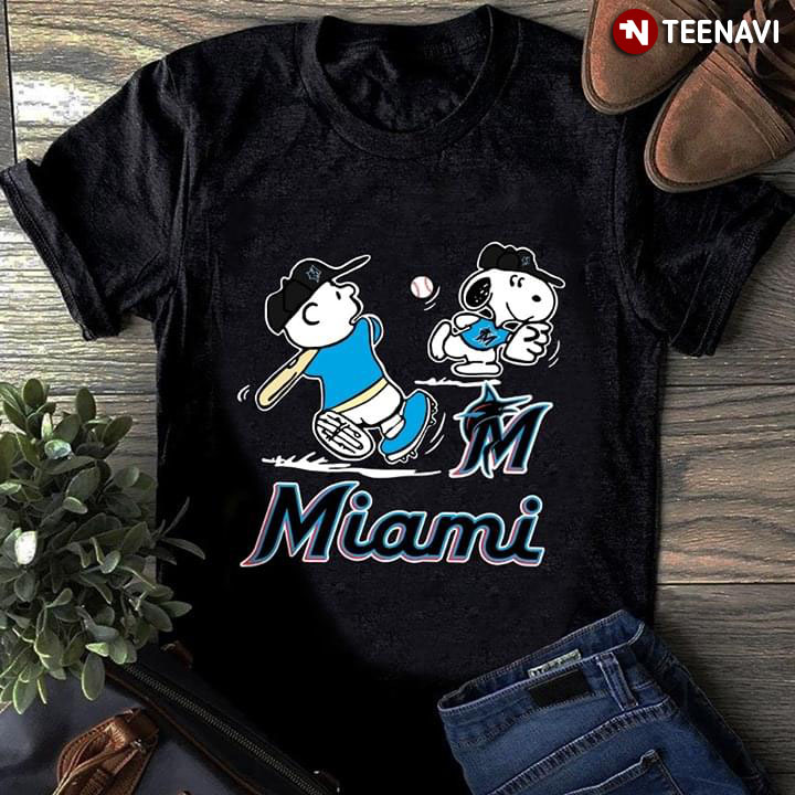 Peanuts Charlie Brown And Snoopy Playing Baseball Miami Dolphins