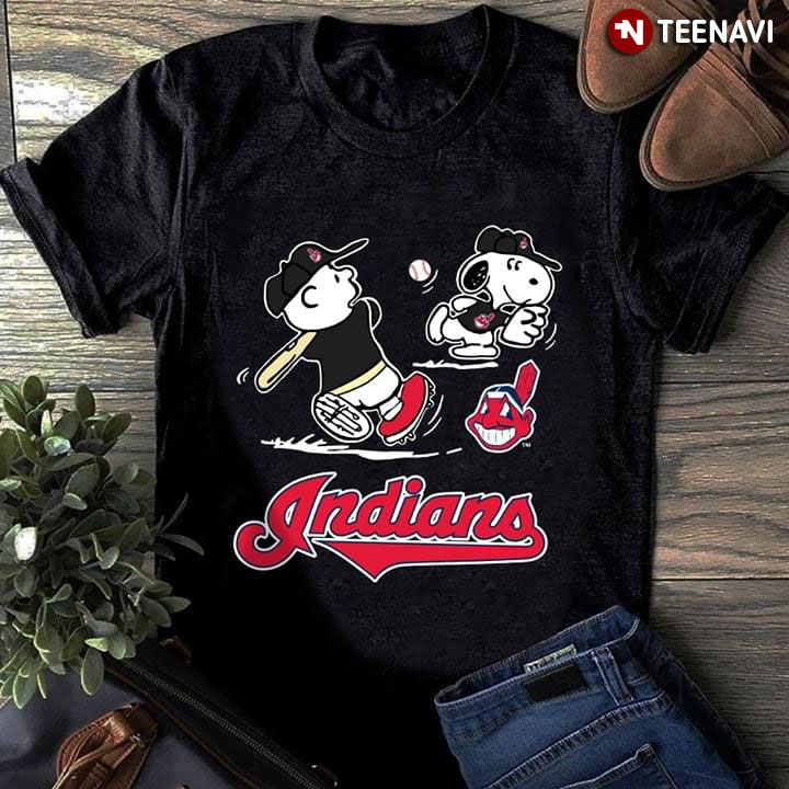 Peanuts Charlie Brown And Snoopy Playing Baseball Cleveland Indians