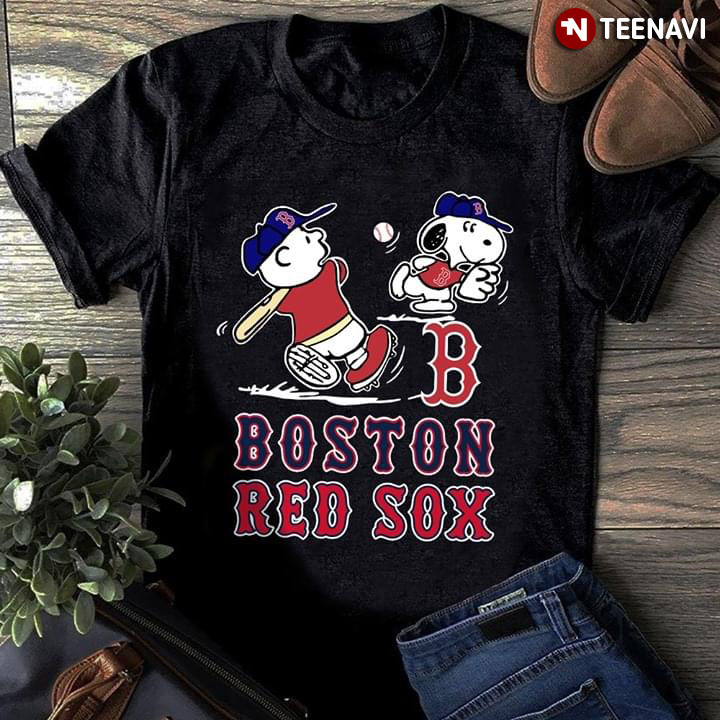 Peanuts Charlie Brown And Snoopy Playing Baseball Boston Red Sox