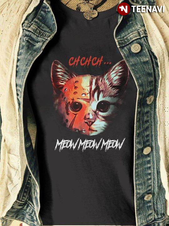 Jason Vorhees Cat Ch Ch Ch Meow Meow Meow Halloween Cat Vintage Men's T-Shirt 