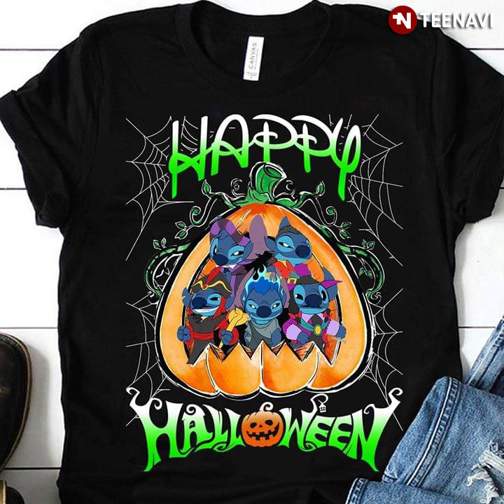 Disney Stitch Pumpkin Happy Halloween T-Shirt