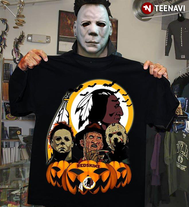 Michael Myers Freddy Krueger And Jason Voorhees Washington Redskins Halloween T-Shirt
