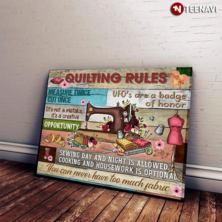 Funny Sewing Quilting Rules Measure Twice Cut Once