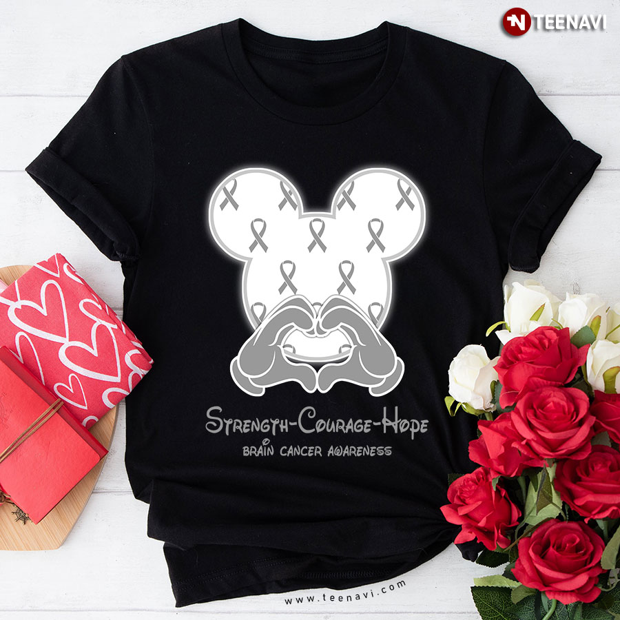 Mickey Mouse Strength-Courage-Hope Brain Cancer Awareness T-Shirt