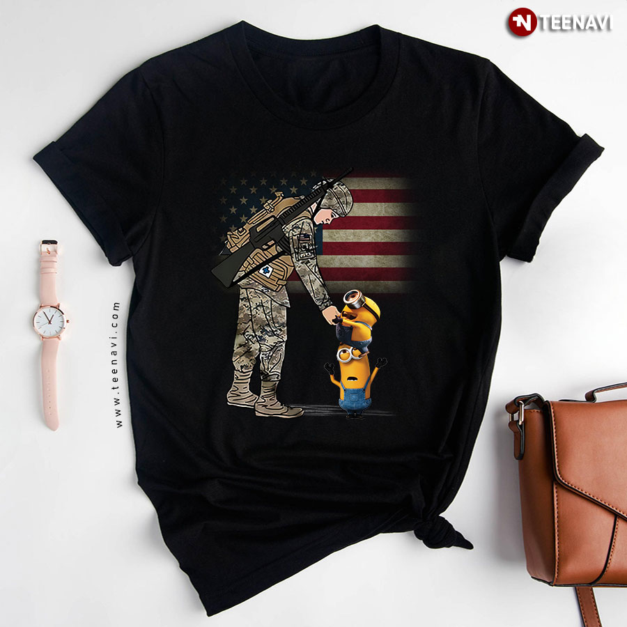 American Soldier Holding Minion Hand T-Shirt