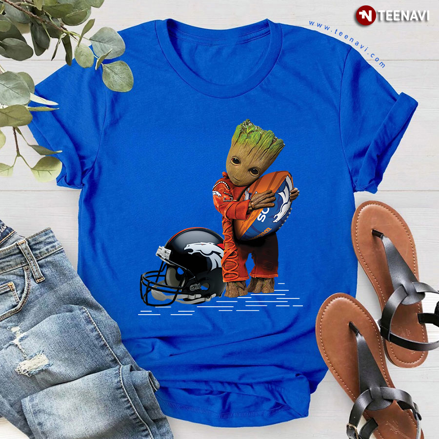 Baby Groot Hugging Denver Broncos T-Shirt
