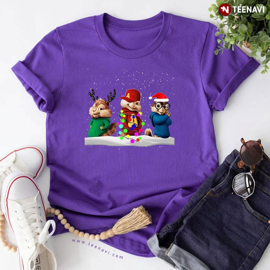 The Chipmunks With Lights Christmas T-Shirt