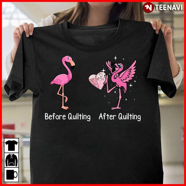 Funny Flamingo Before Quilting And After Quilting