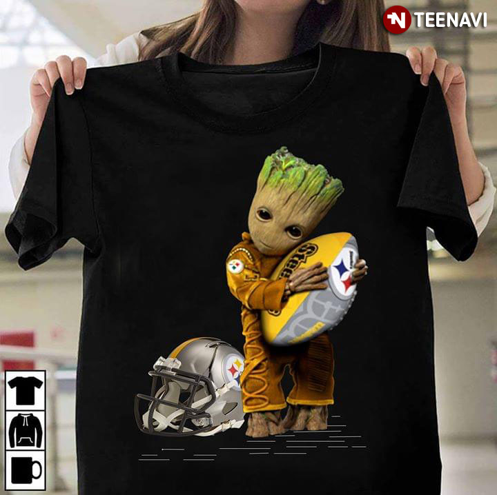 Baby Groot Hugging Pittsburgh Steelers T-Shirt - TeeNavi